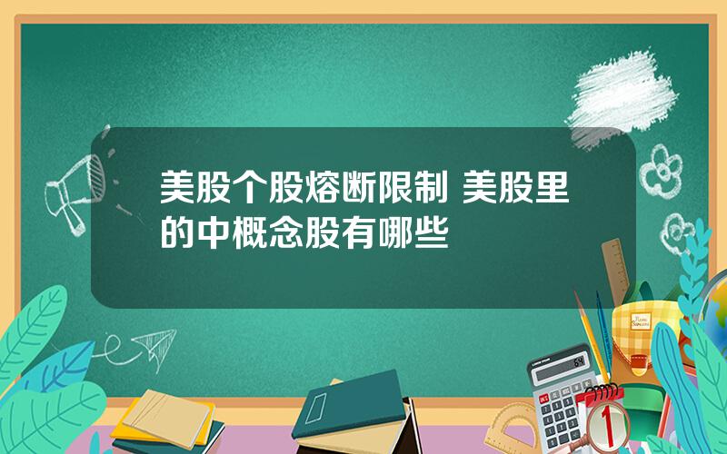 美股个股熔断限制 美股里的中概念股有哪些